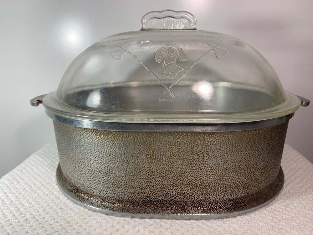 Vintage Guardian Service Aluminum Chicken Roaster Glass dome lid Small